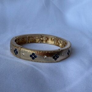 Park Lane Gold Bangle Bracelet with Blue Crystal Accents
